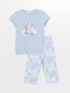 LC Waikiki Crew Neck Printed Short Sleeve Girl Pajama Set